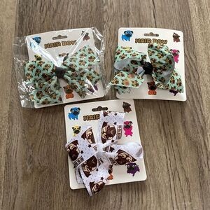 •Brand New• Bundle (3) Pug Dog Hair Alligator Clip Bow